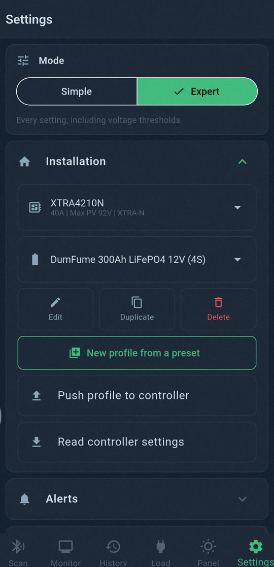 Battery profiles in Settings